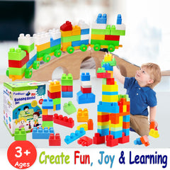 FunBlast Building Blocks for Kids with Wheel, 64 Pcs with 16 Movable Wheels Big Mega Sized Blocks, Block Game for Kids/Boys/Children (64 Pcs & 16 Wheels) - Multicolor