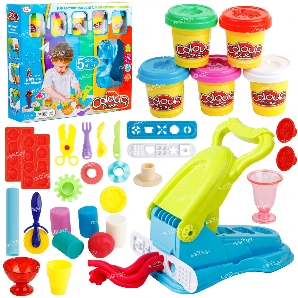 Zest 4 Toyz Clay Dough for Kids Clay for Art and Craft for Kids Pretend Play Activity Clay Toys Tools (28 Pieces) for 3 + Years (Multicolor)