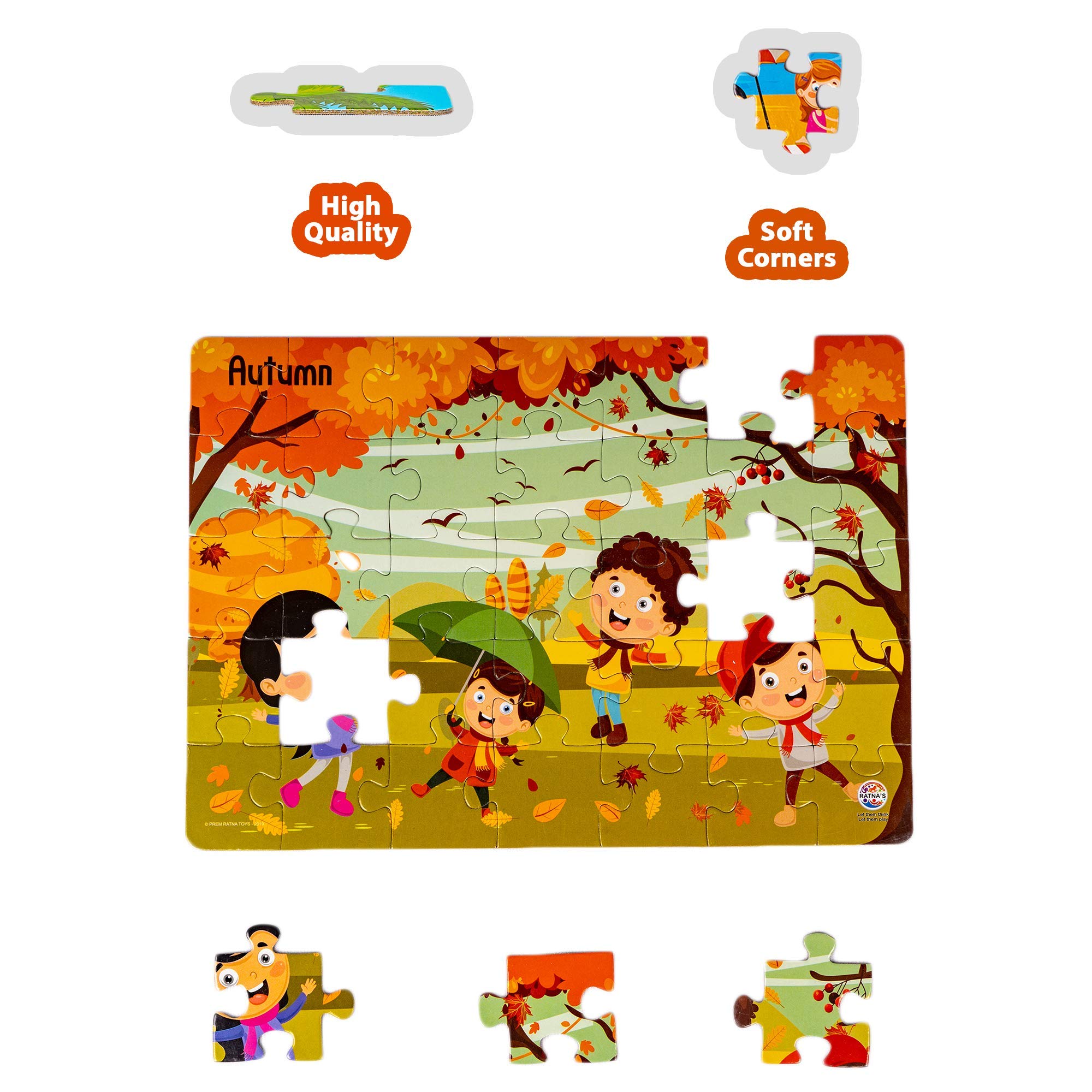 Ratna's 4 in 1 Indian Seasons Jigsaw Puzzle for Kids - Set of 4 | 35-Piece Puzzles | Educational Toy for Cognitive Development | Vibrant Colors | Puzzle Guide Included | Ages 3 and Up