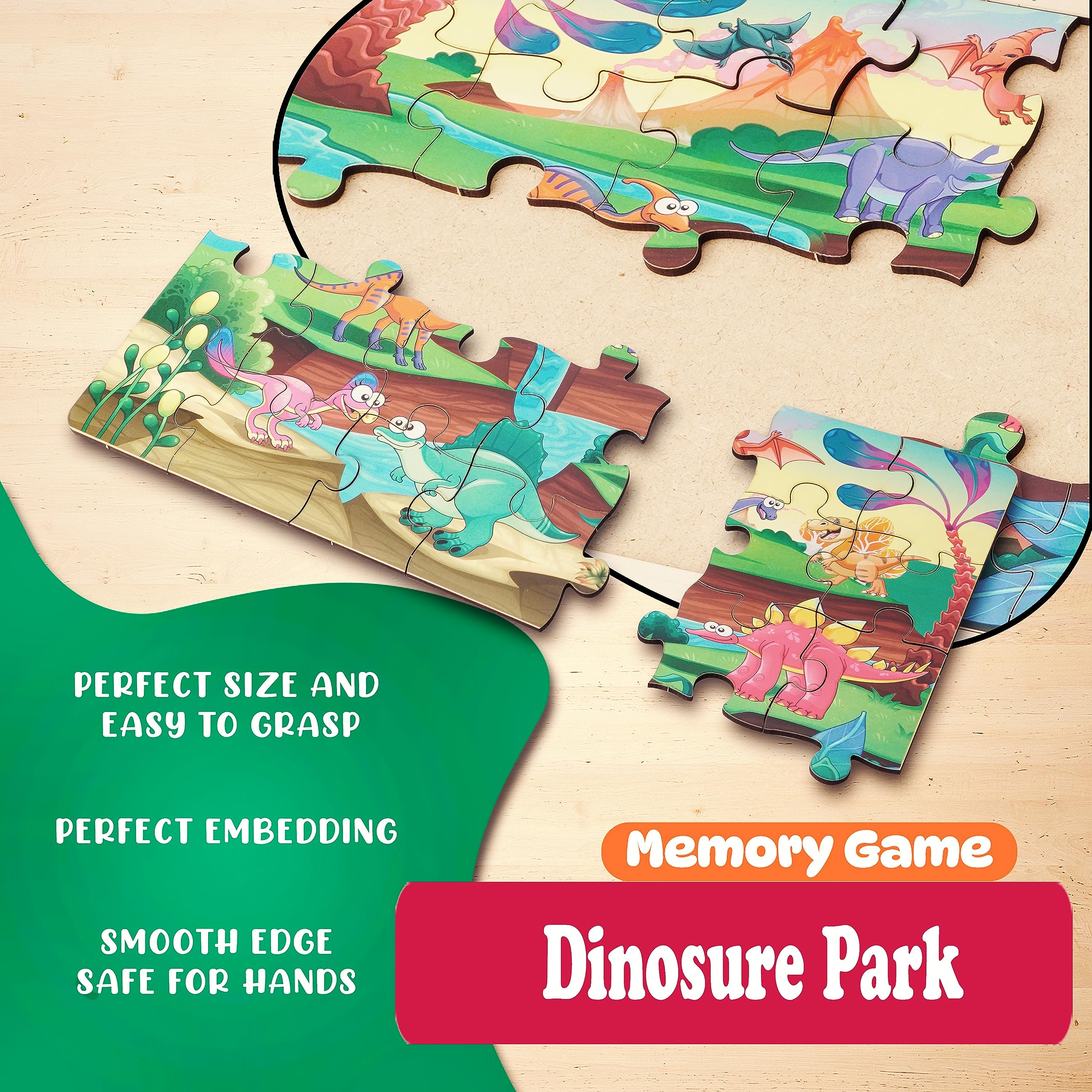 Lefan Wooden Jigsaw Puzzle Dinosure Park Jigsaw Dinosaur Jigsaw Puzzle for Kids of Age 3-5 Years Educational Puzzle Toys Learning Jigsaw Puzzle– 24 Pcs